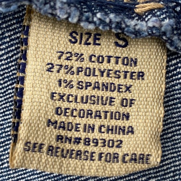 Earl Jean Distressed Faded Denim Trucker Jean Jacket-Gilmore Girls vibe-size S - Picture 14 of 16